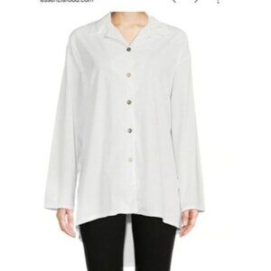 Bryn Walker Oversized Long-Sleeve Shirt tunic White Cotton stretch size XL